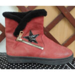 Червоні  зимові жіночі черевики з хутром