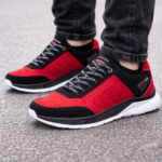 Чоловічі кросівки червоного кольору з натуральної замші